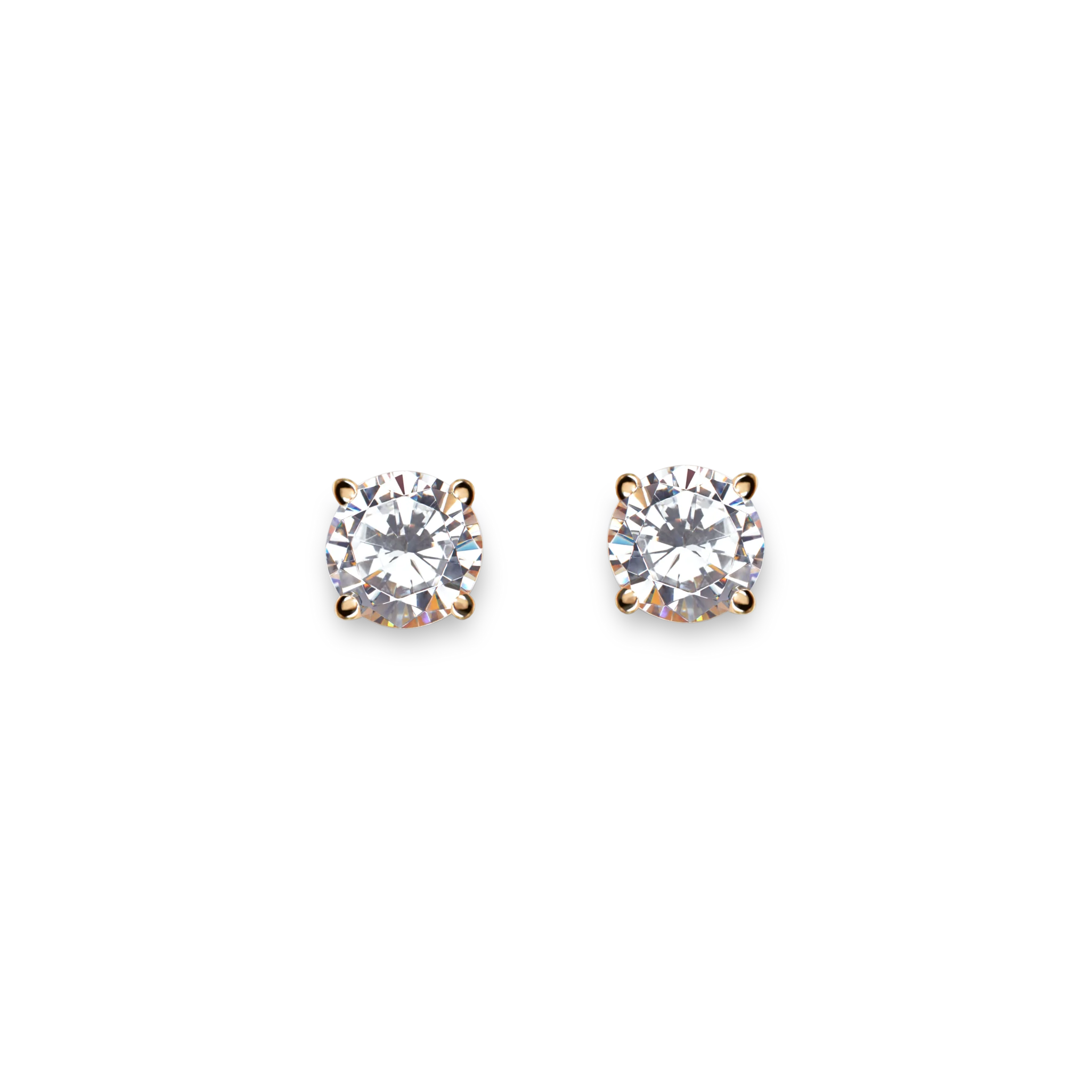 1 1/2 Carat Round Diamond Studs - Yellow Gold - Image 3
