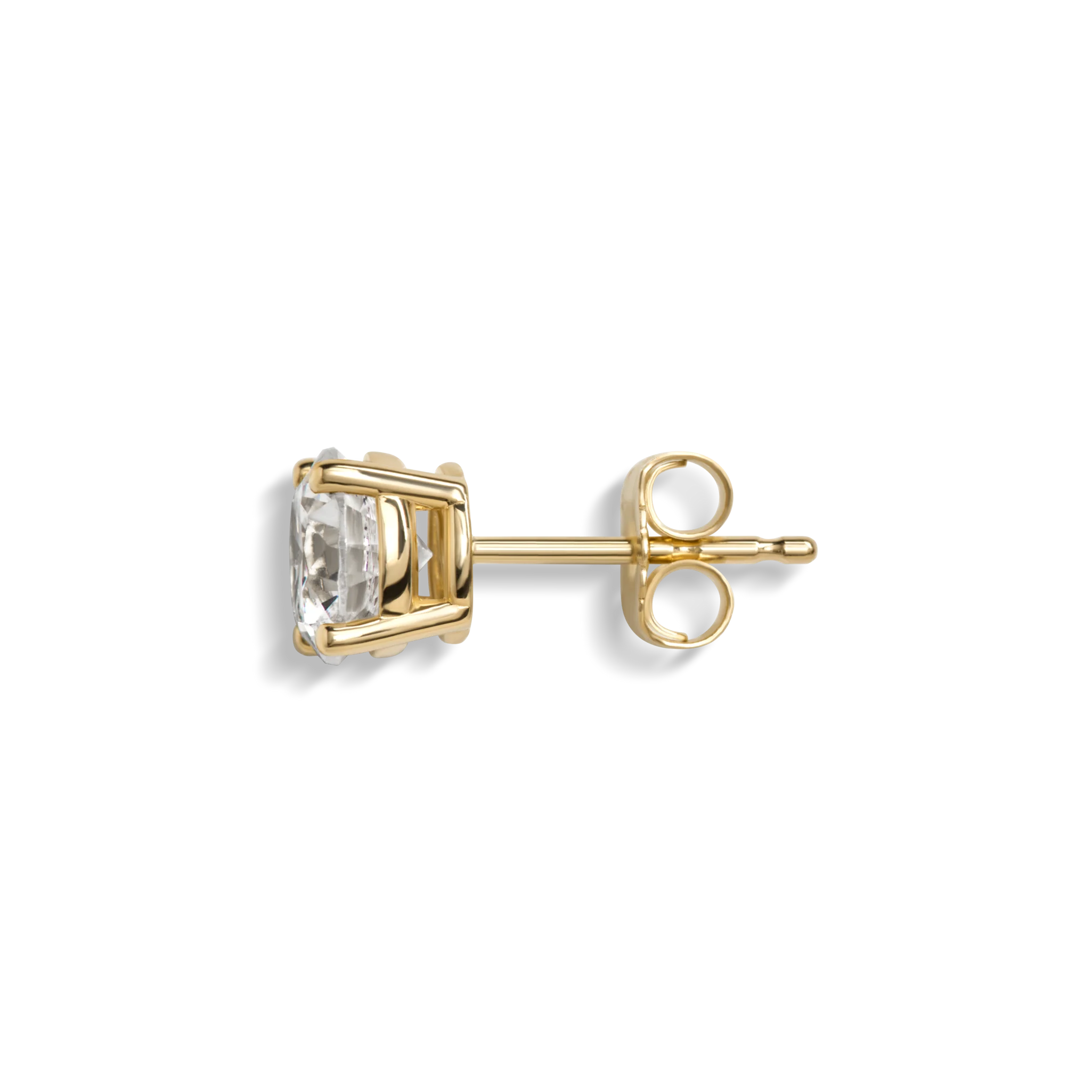 1 1/2 Carat Round Diamond Studs - Yellow Gold - Image 4