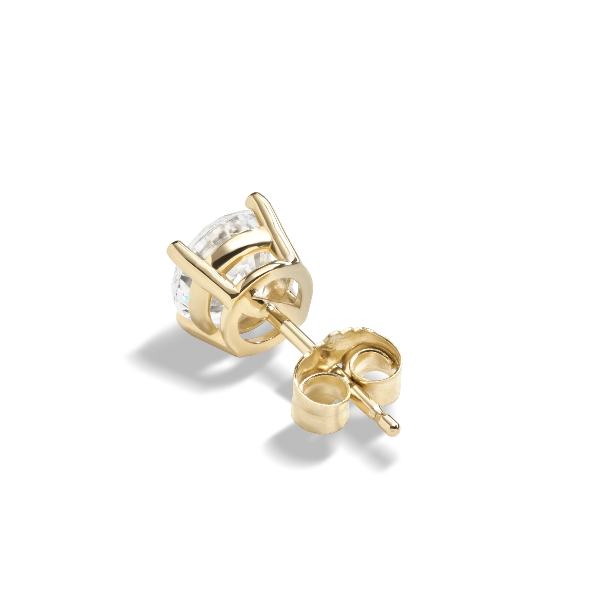 1 1/2 Carat Round Diamond Studs - Yellow Gold - Image 5