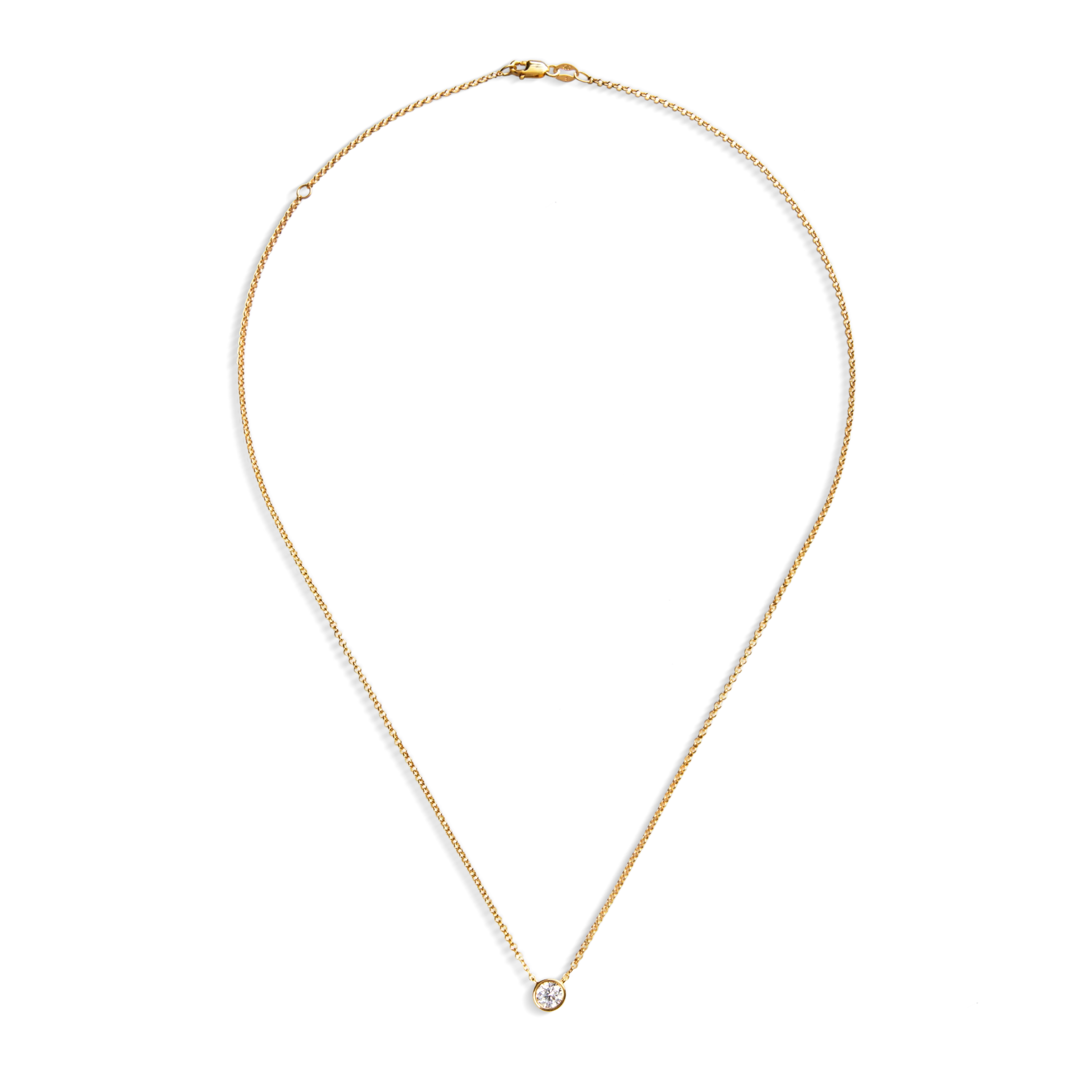1/2 Carat Round Diamond Necklace - Yellow Gold - Image 3