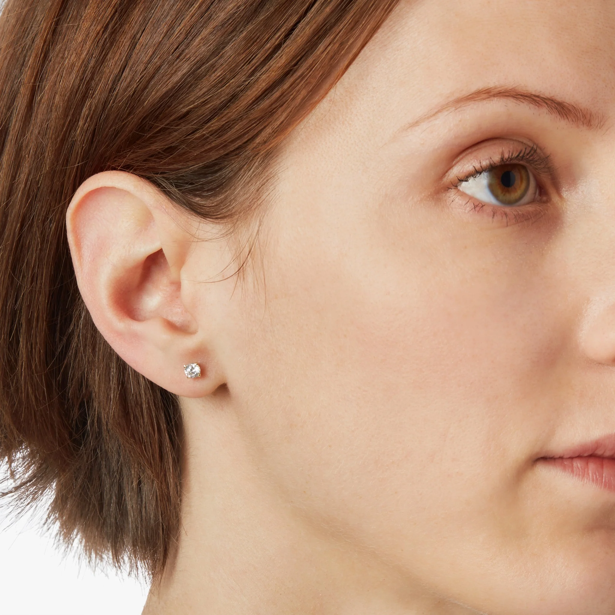 1/2 Carat Round Diamond Studs - Yellow Gold - Image 4