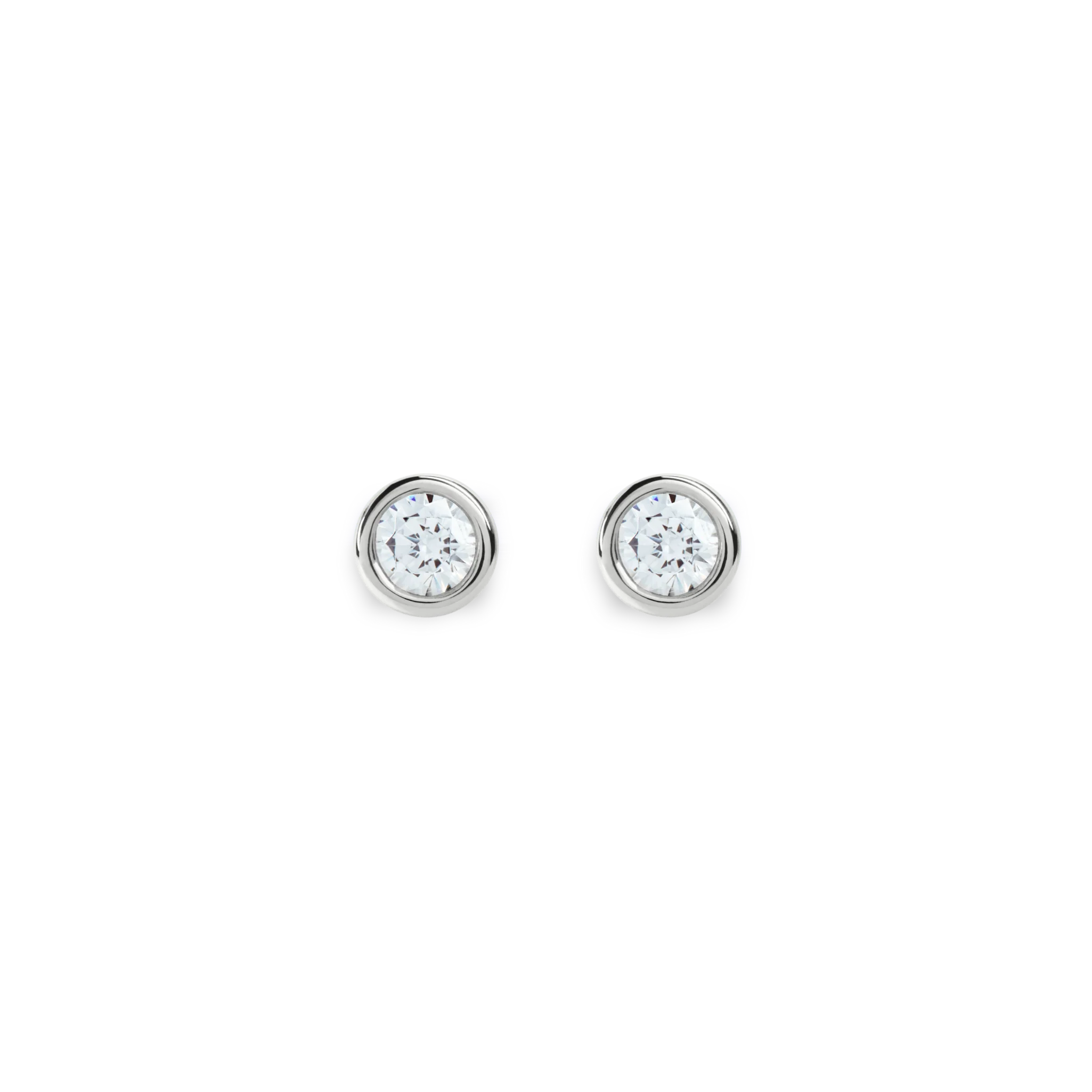 1/4 Carat Round Diamond Bezel Studs - White Gold - Image 3