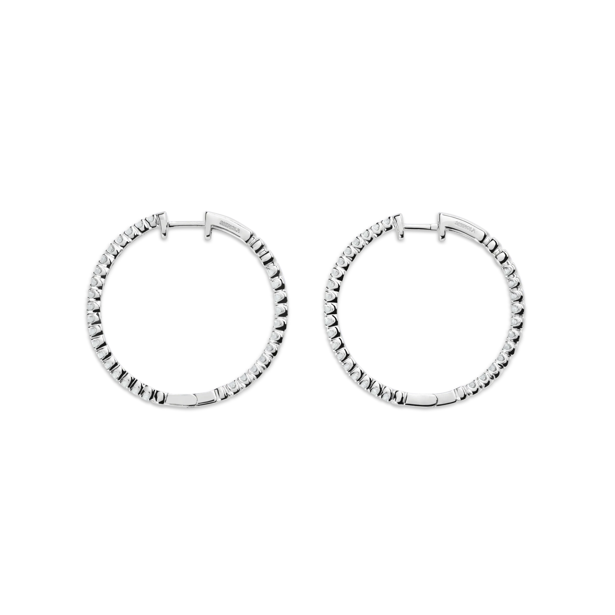 2 Carat Diamond Hoop Earrings - White Gold - Image 3