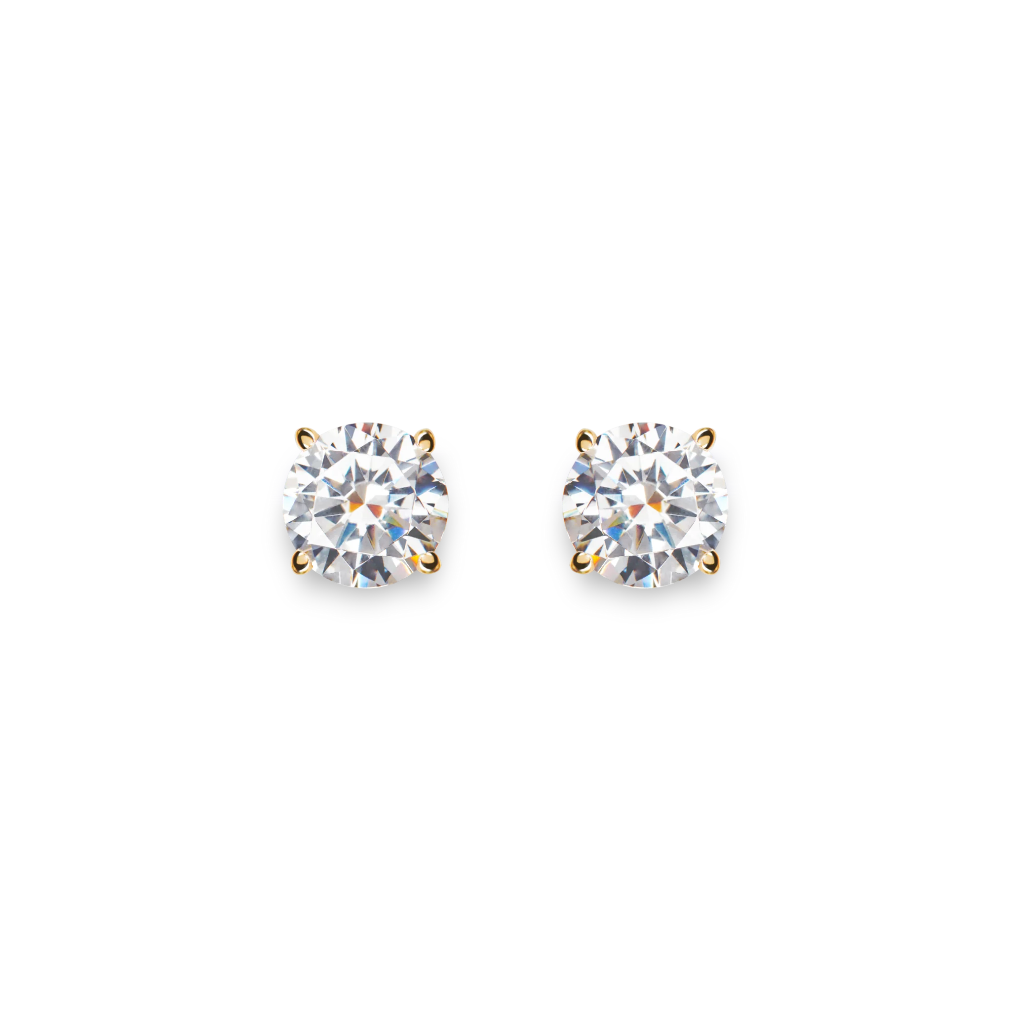 2 Carat Round Diamond Studs - Yellow Gold - Image 3