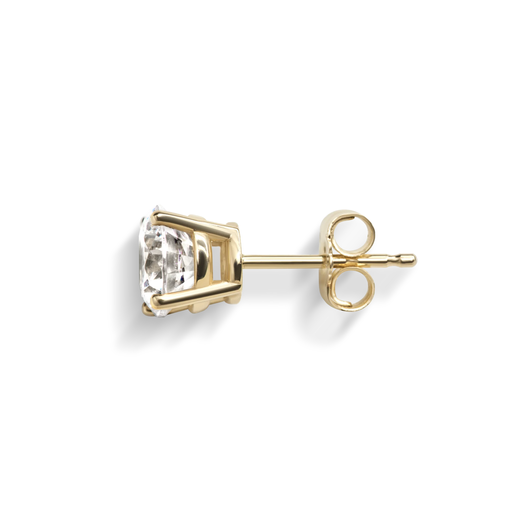 2 Carat Round Diamond Studs - Yellow Gold - Image 4