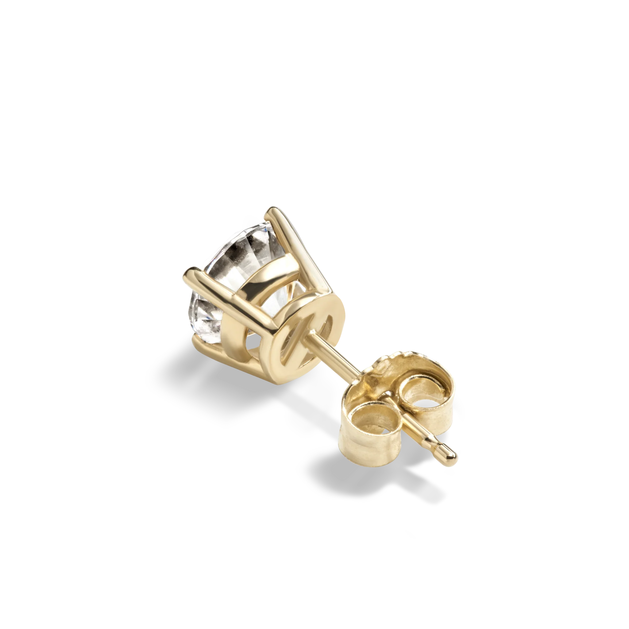 2 Carat Round Diamond Studs - Yellow Gold - Image 5