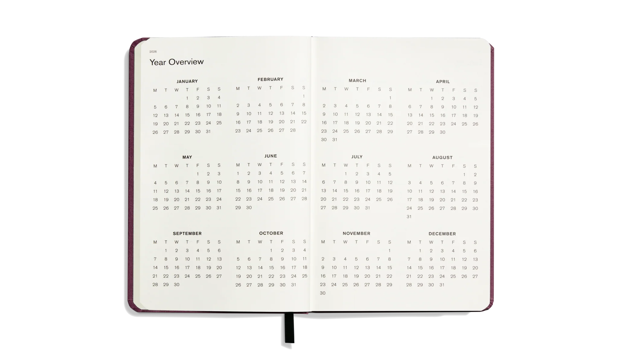 2026 12 Month Runwell Planner - Merlot - Image 5