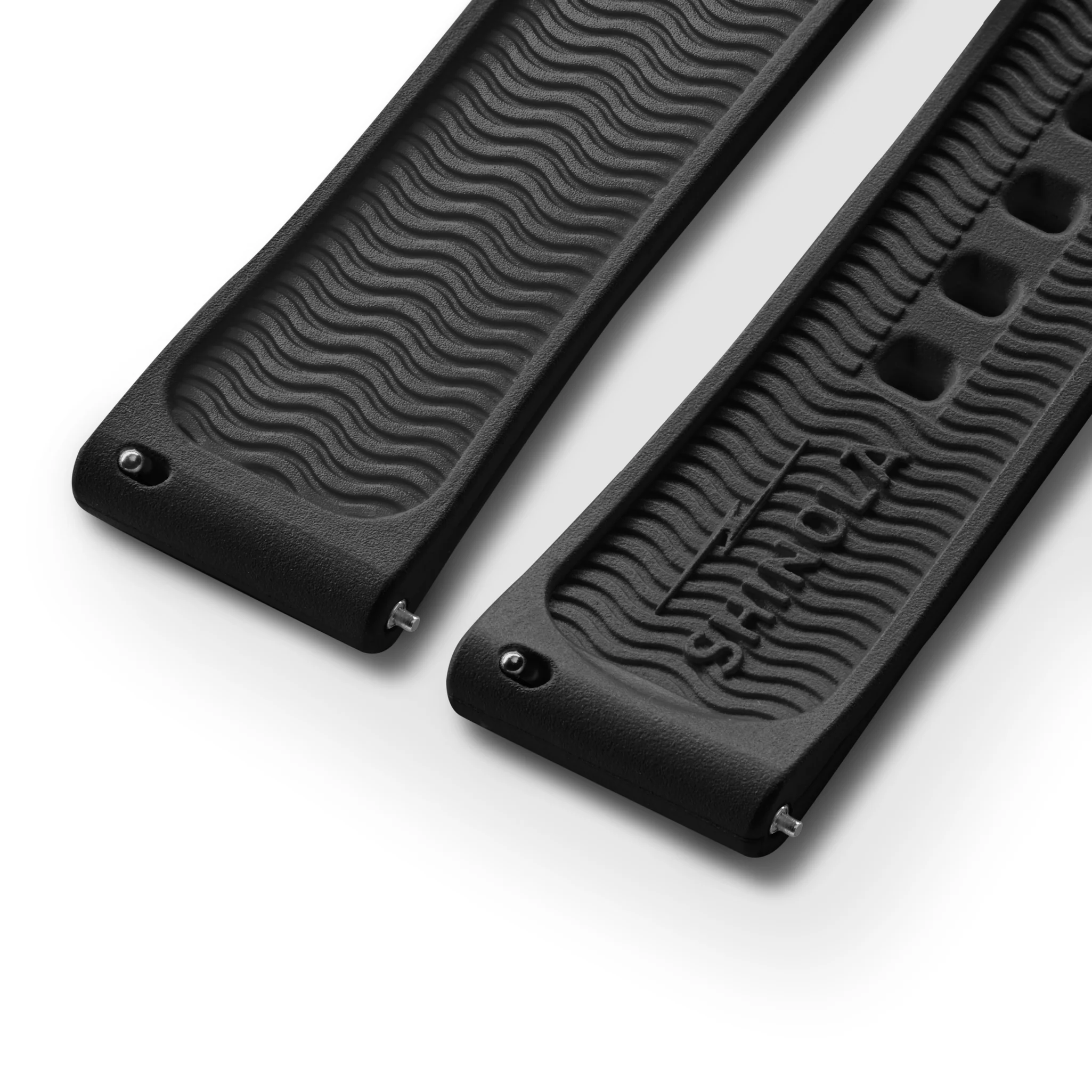 20mm Black Rubber Watch Strap - Black - Image 3