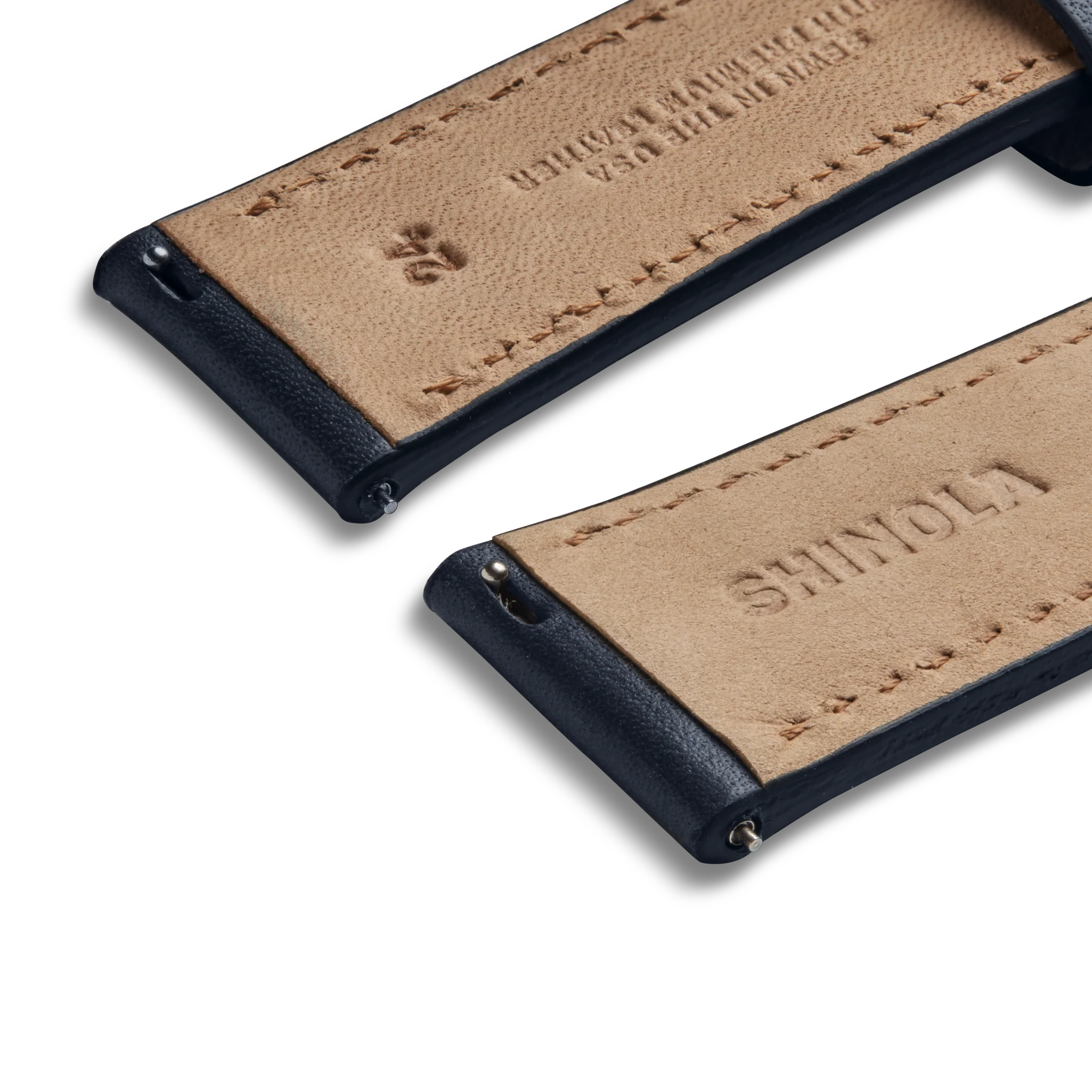 24mm Navy Leather Watch Strap - Navy - Image 3