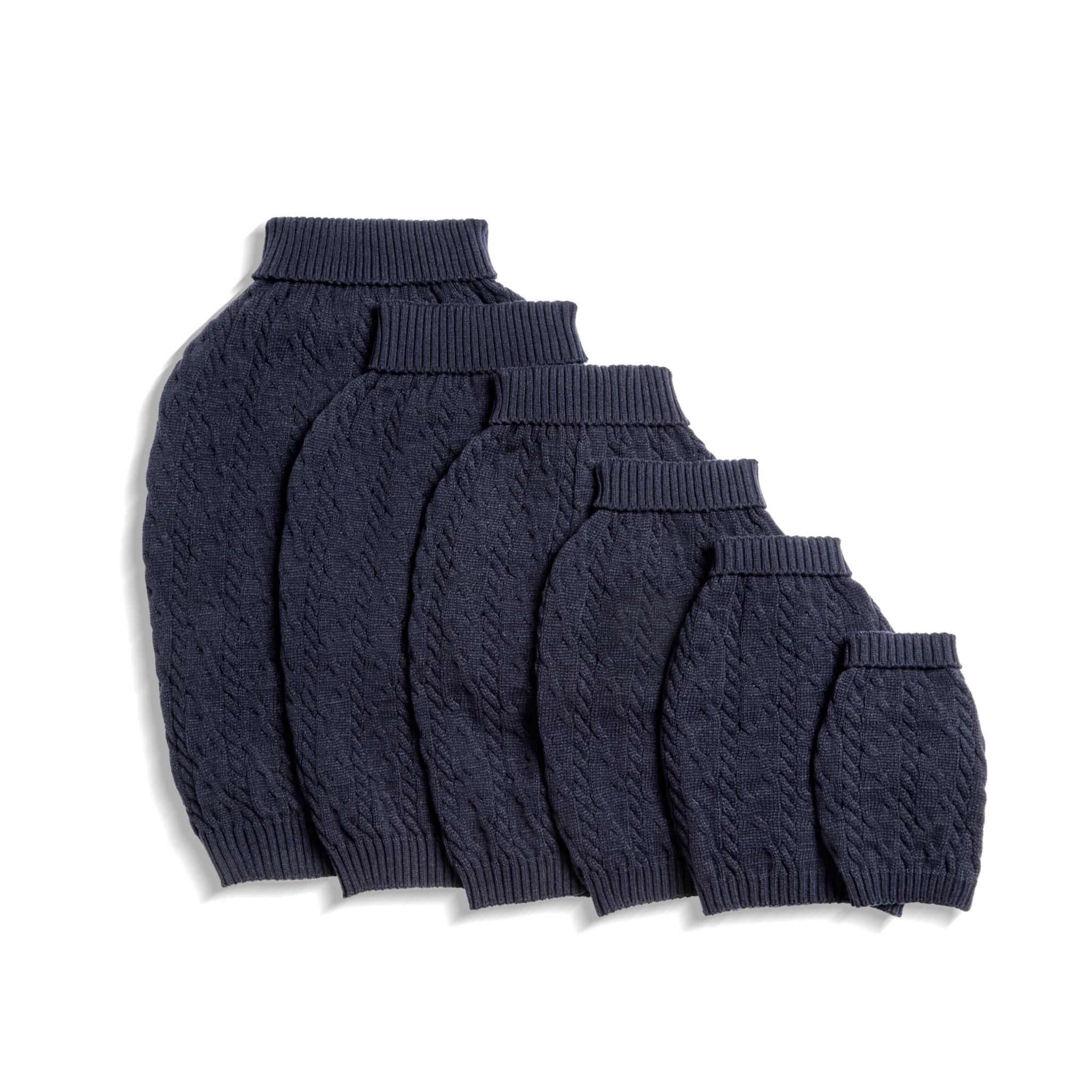 Cable Knit Dog Sweater - Navy - Image 3