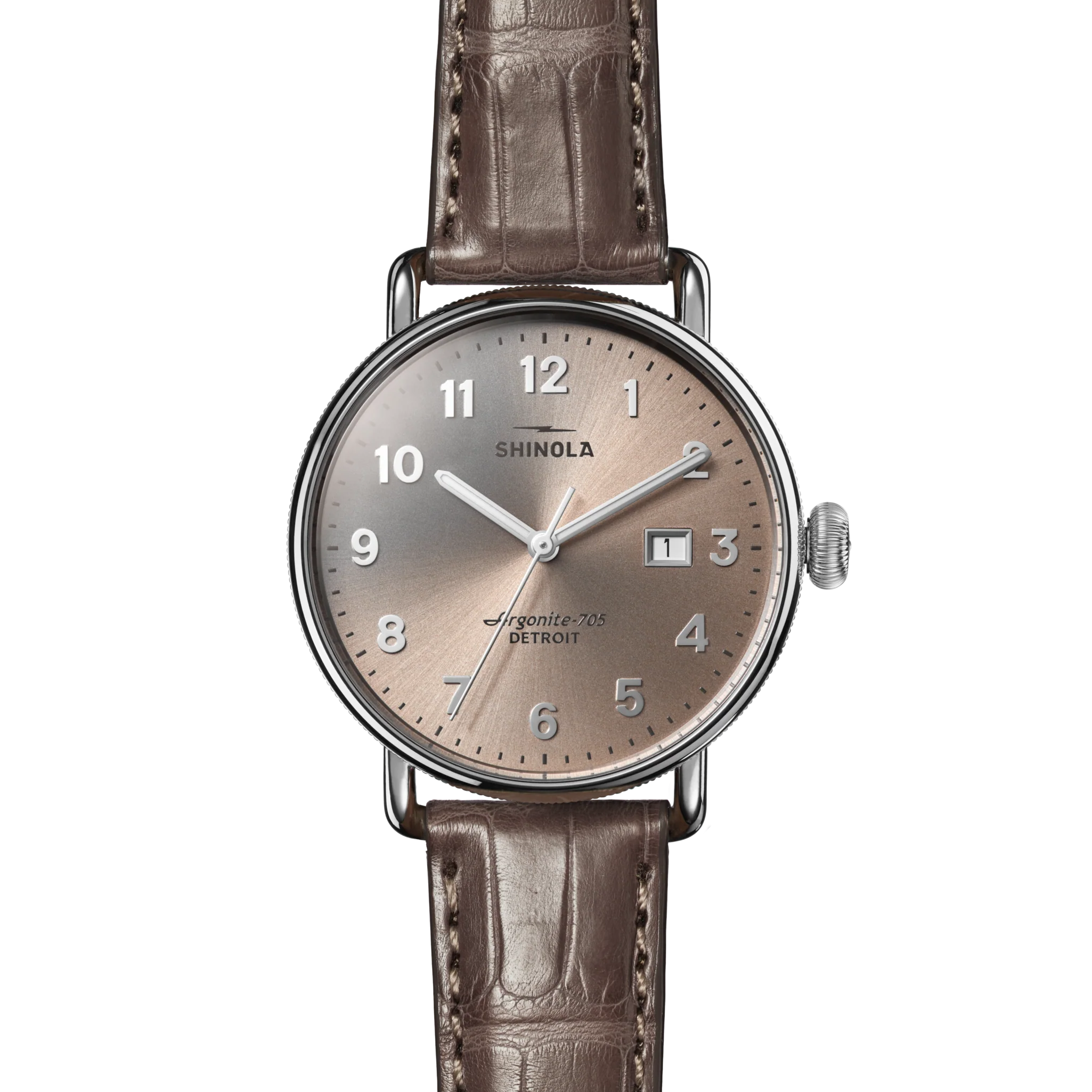 Canfield Watch 38mm - Gray Brown Alligator Strap - Image 6