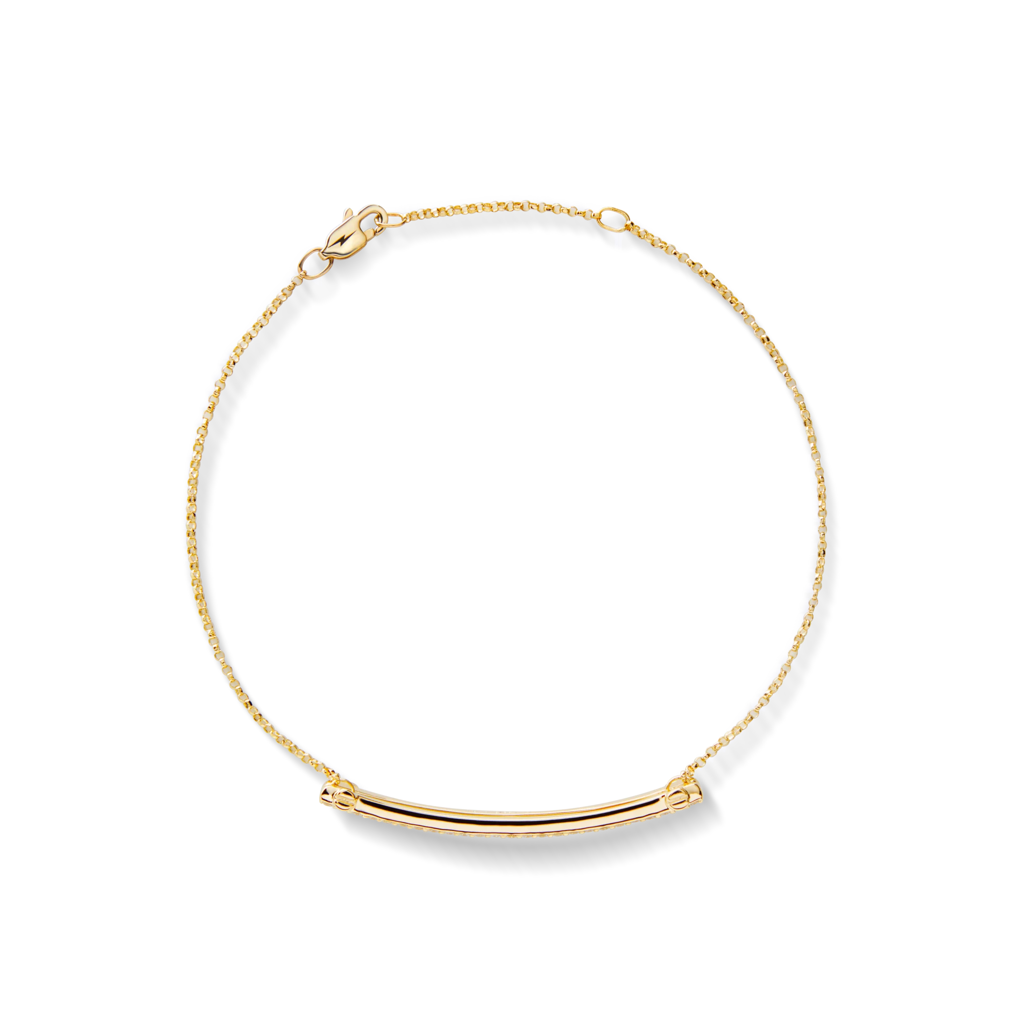 Diamond Pave Rivet Double Row Necklace - Yellow Gold - Image 3
