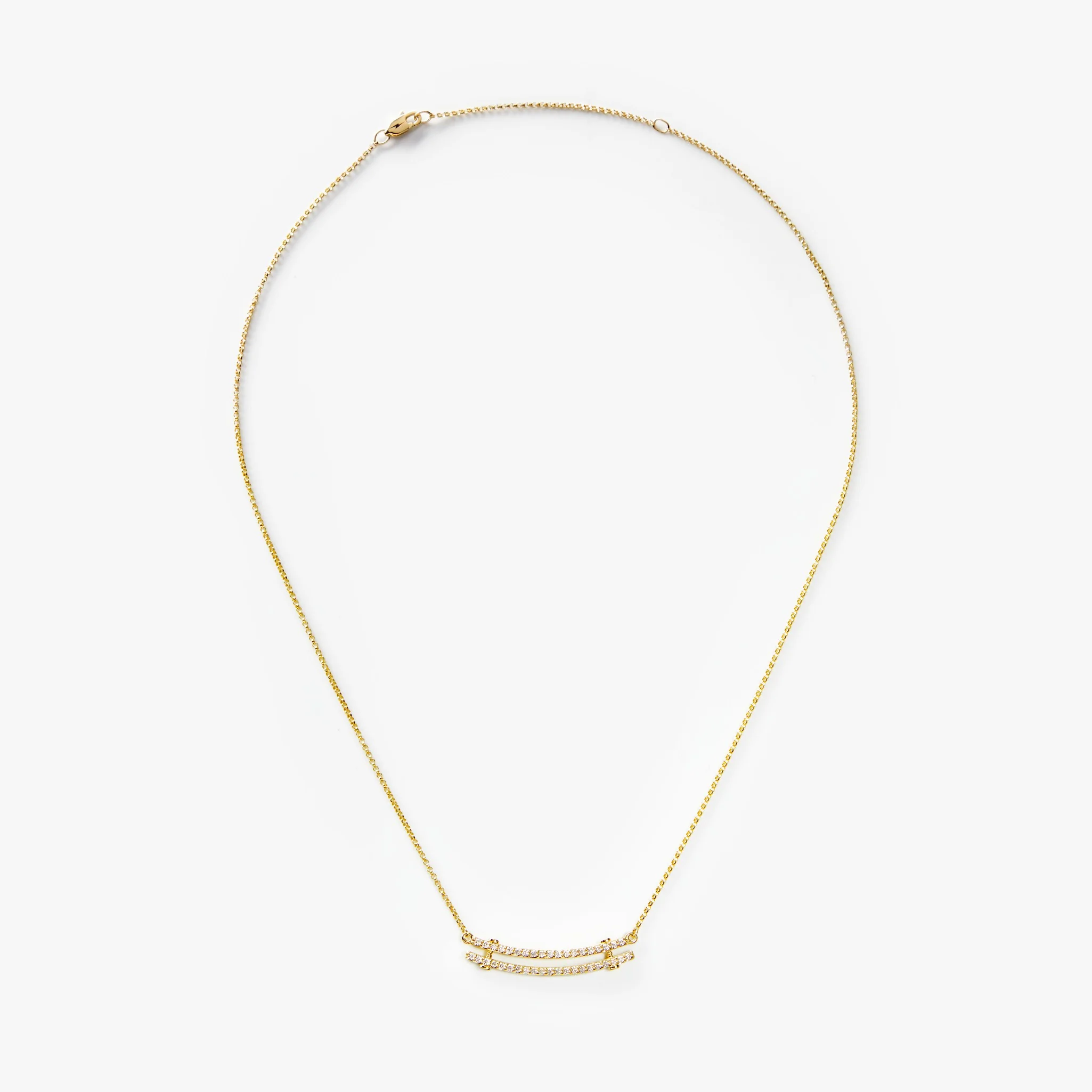 Diamond Pave Rivet Double Row Necklace - Yellow Gold - Image 7