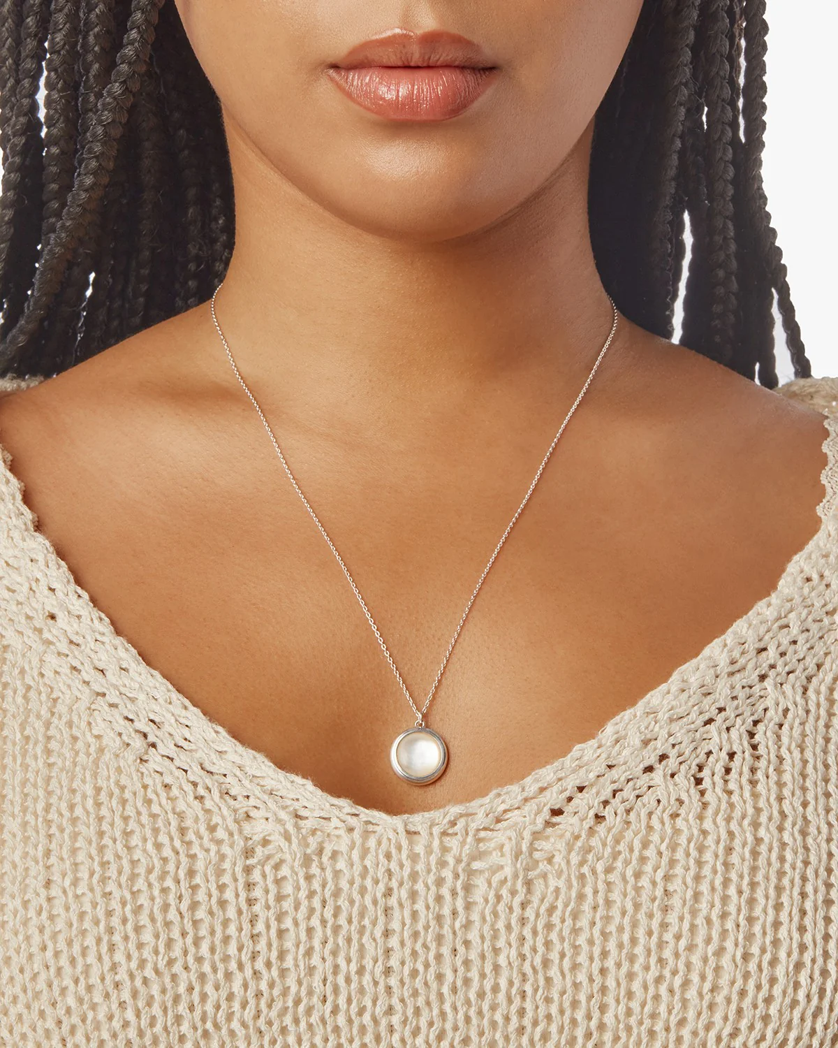 Heirloom Mother of Pearl Pendant Necklace - Sterling Silver - Image 5