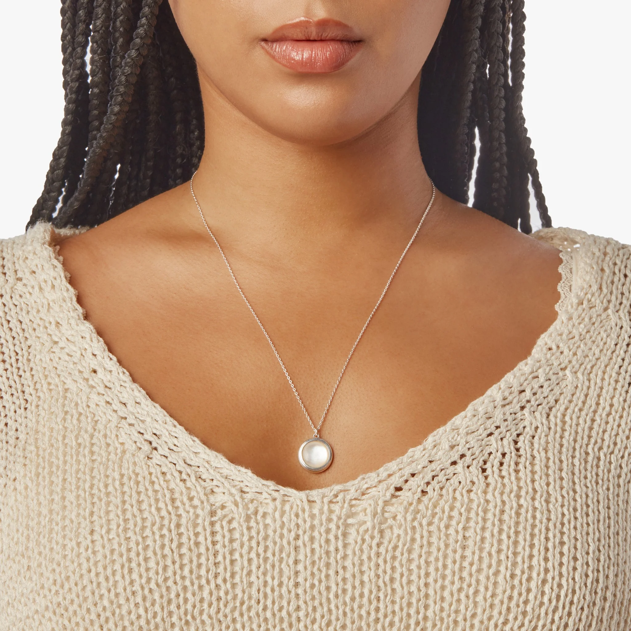 Heirloom Mother of Pearl Pendant Necklace - Sterling Silver - Image 7