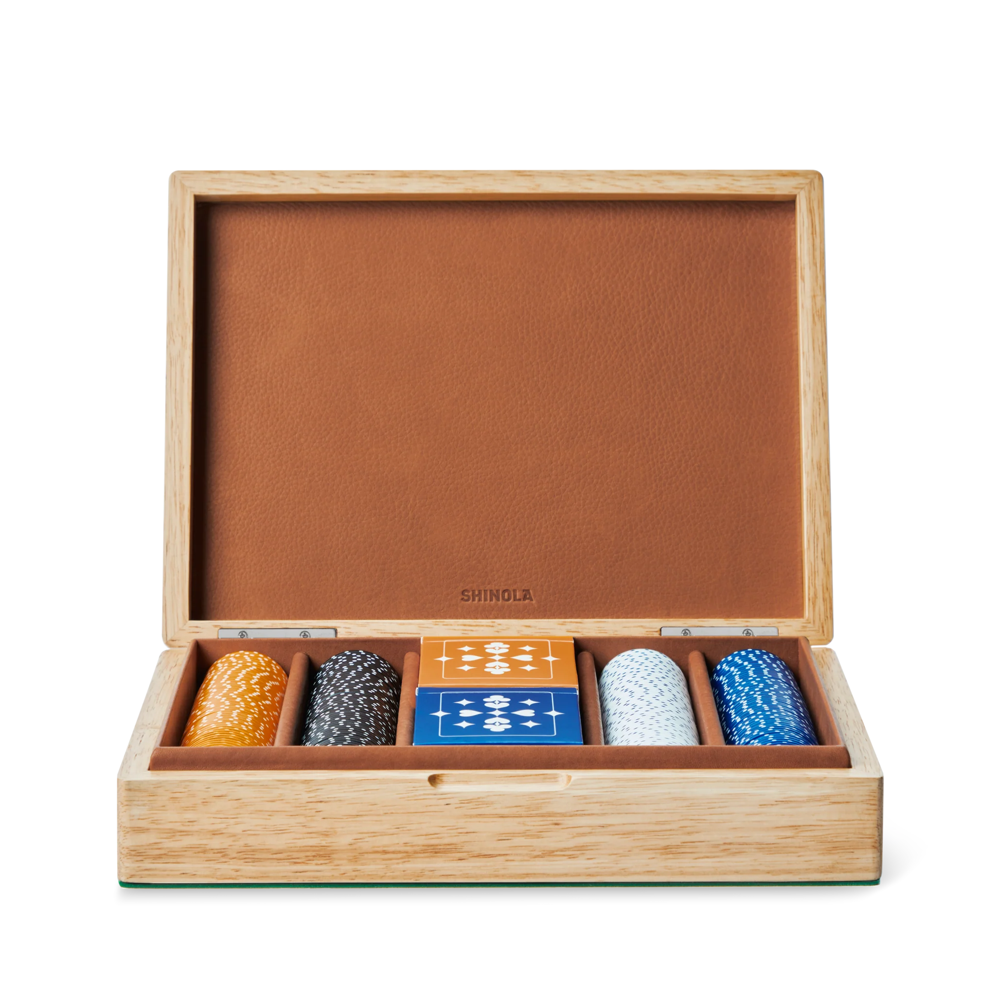 Lacquered Wood Poker Set - Cream / Blue - Image 3