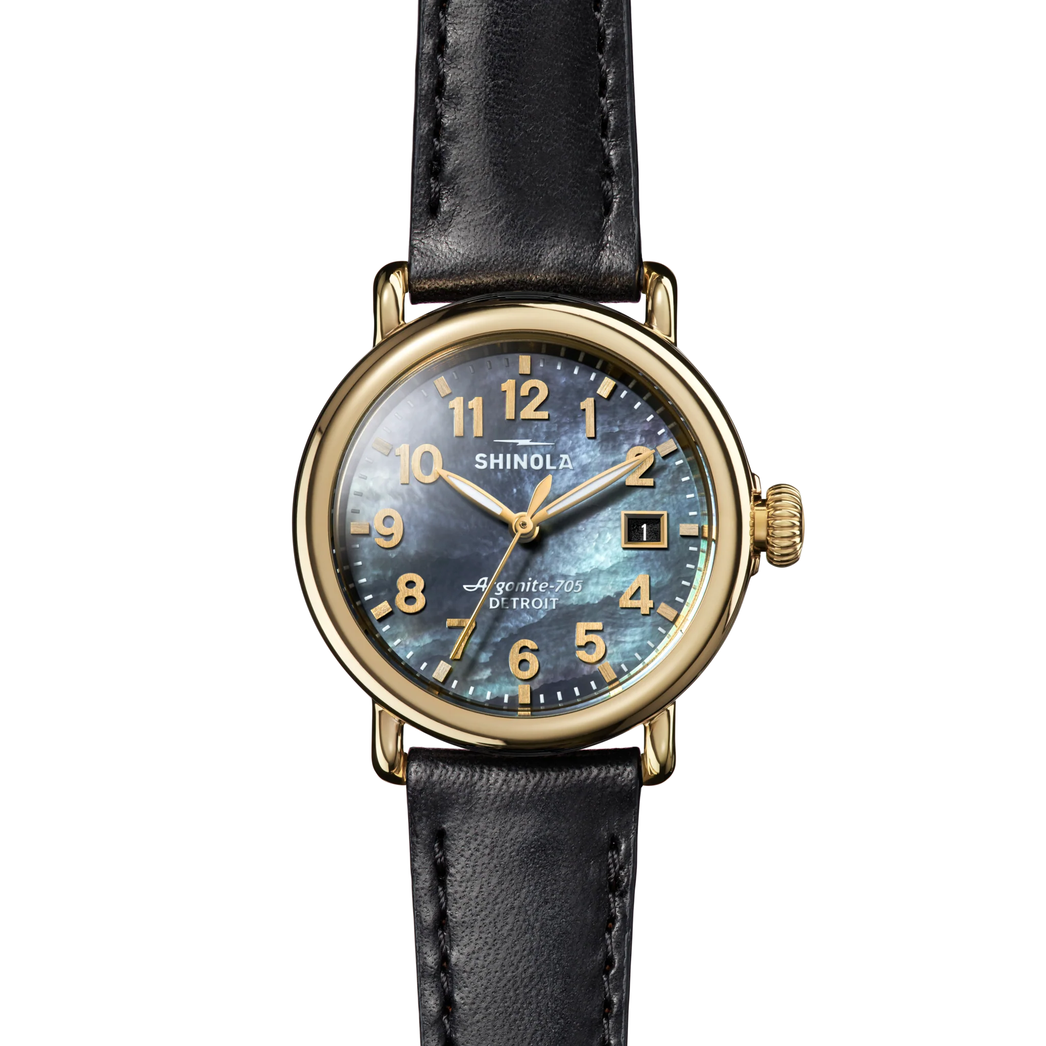 Runwell Watch 36mm - MOP Black Leather Strap - Image 6